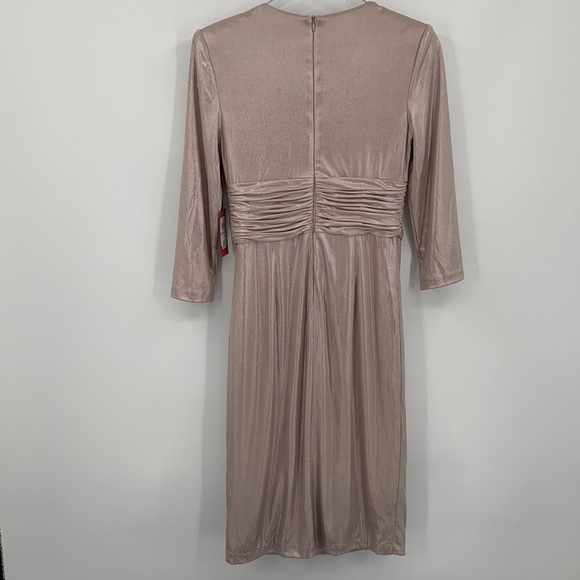 Vince Camuto metallic ruched waist rose shimmery dress pink cocktail new 6 - Picture 4 of 5